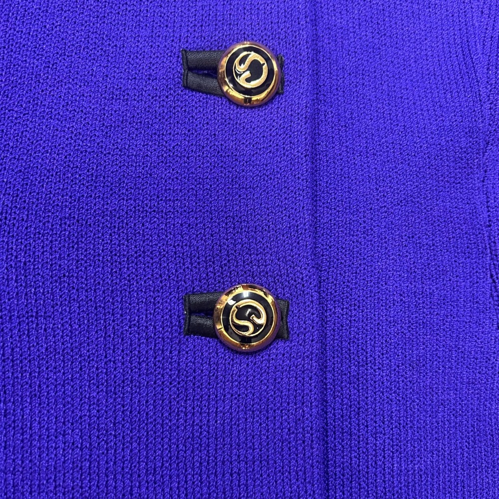 Vintage St John Collection Purple Santana Knit Logo Button Cardigan Jacket 10 - Picture 4 of 7